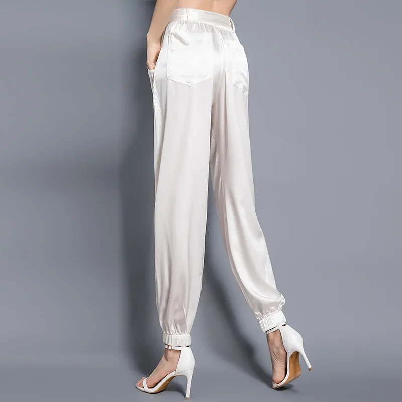 Spring Summer Trousers 2024 New Real Silk Pants Casual Loose Mulberry Silk Pants Straight Pants For Women Clothing Streetwear LM