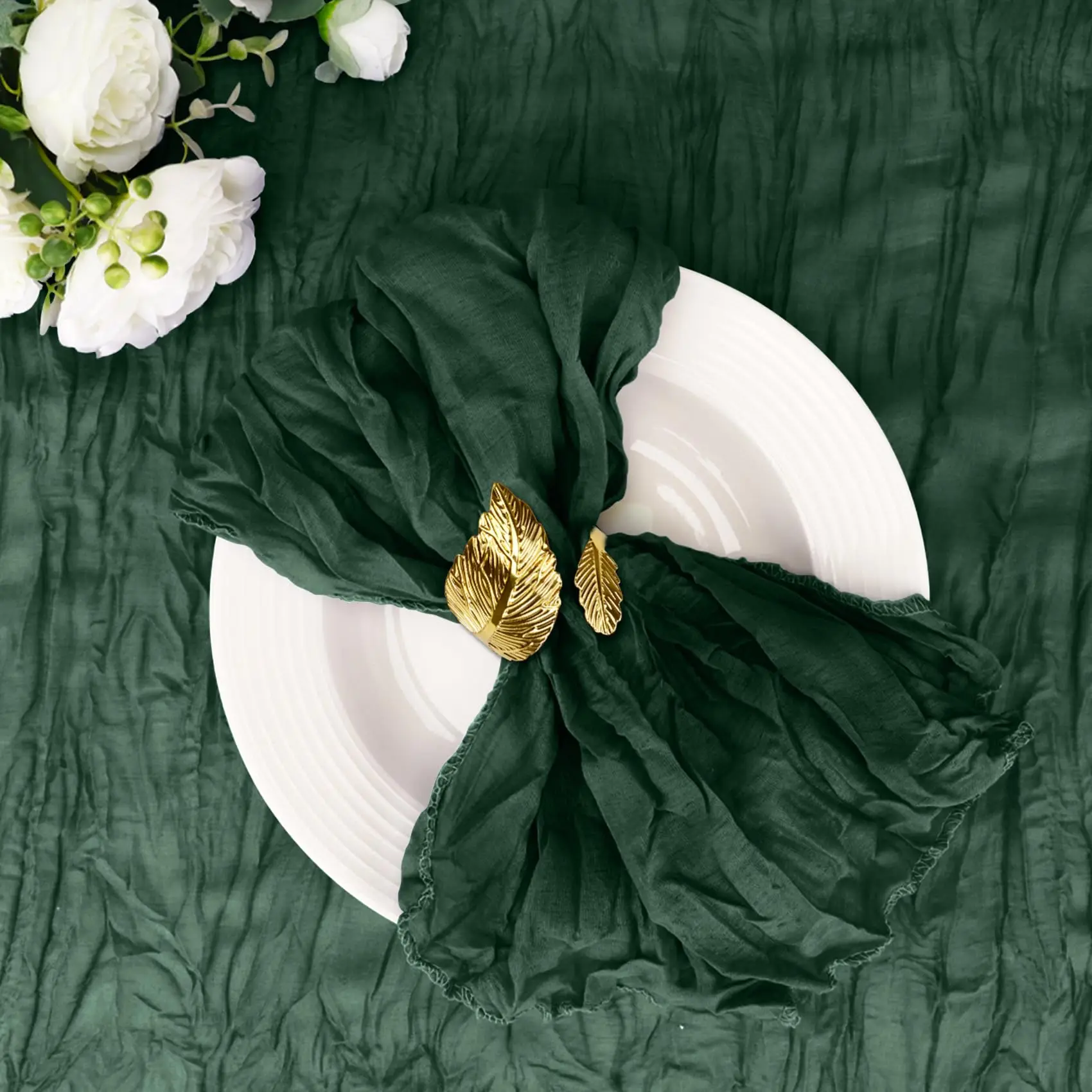 

12Pcs Christmas Cheesecloth Napkins 20x20 Inch Dinner Table Napkins Boho Washable Rustic Gauze Napkins for Wedding Party Decor