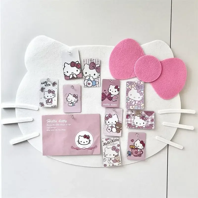 Nowy Sanrios HelloKitty Anime Kawaii Felt Photo Wall Kt Small Card Postcard Cartoon Diy Wooden Board Pendant Girl Home Decoration