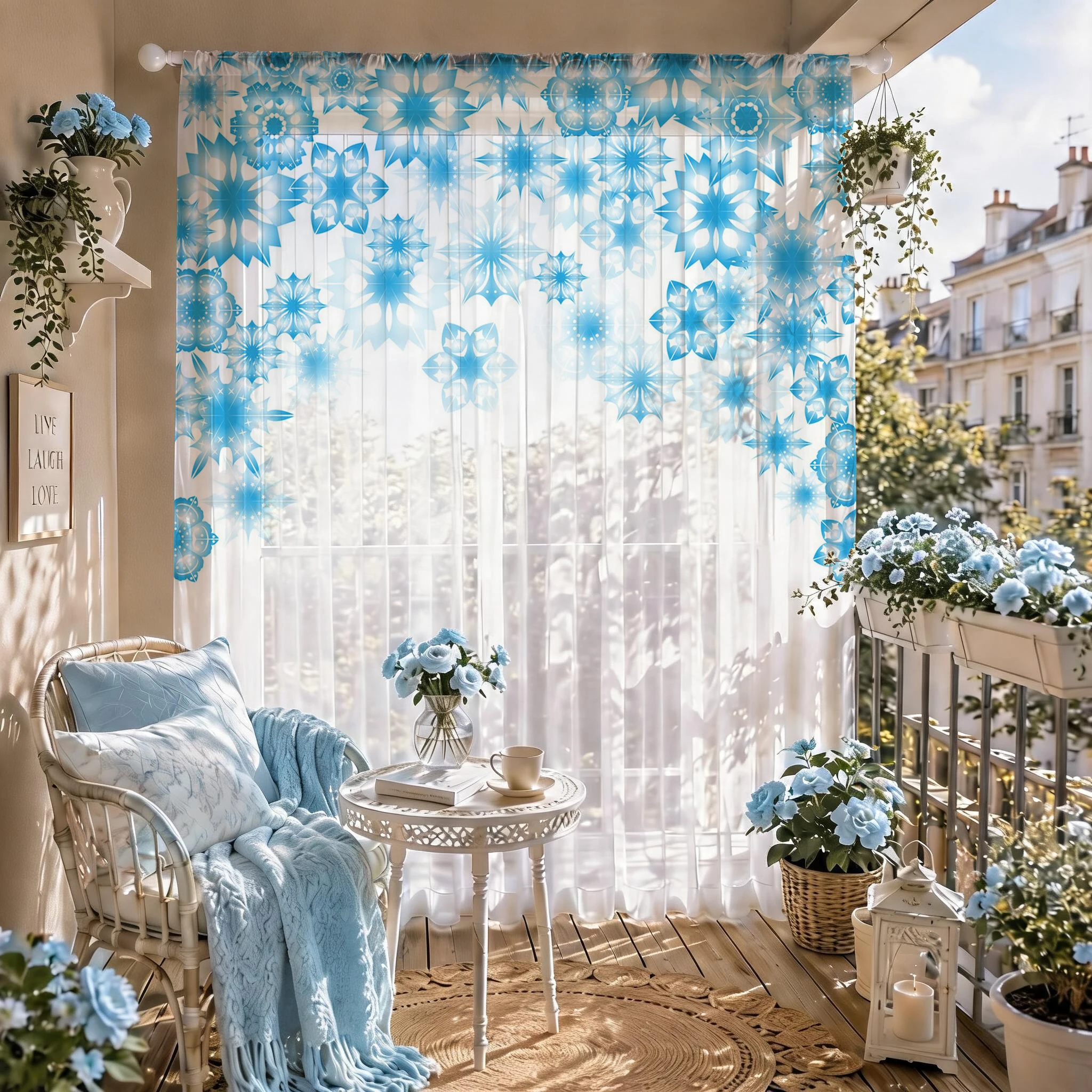 Blue Star Modern Gradient Sheer Curtain, Good Quality Light Reducing Luxurious Voile for Living/Bedroom/Kids Room,Day Gift - view 4