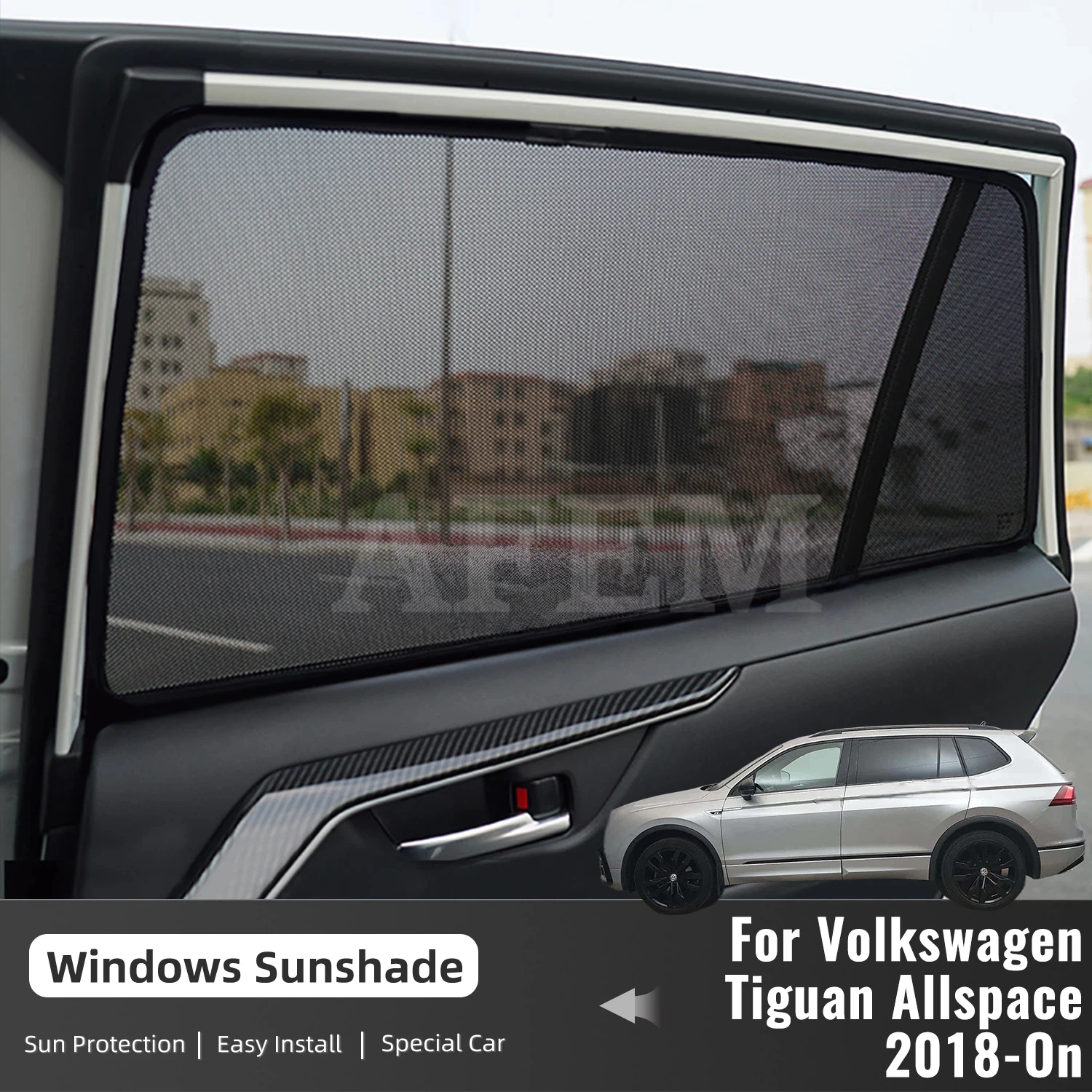 Osłony przeciwsłoneczne na okna samochodowe, magnetyczne, siatkowe, chroniące przed słońcem, do Volkswagen VW Tiguan Allspace 7-osobowy 2018-2024, ochrona dla dzieci.