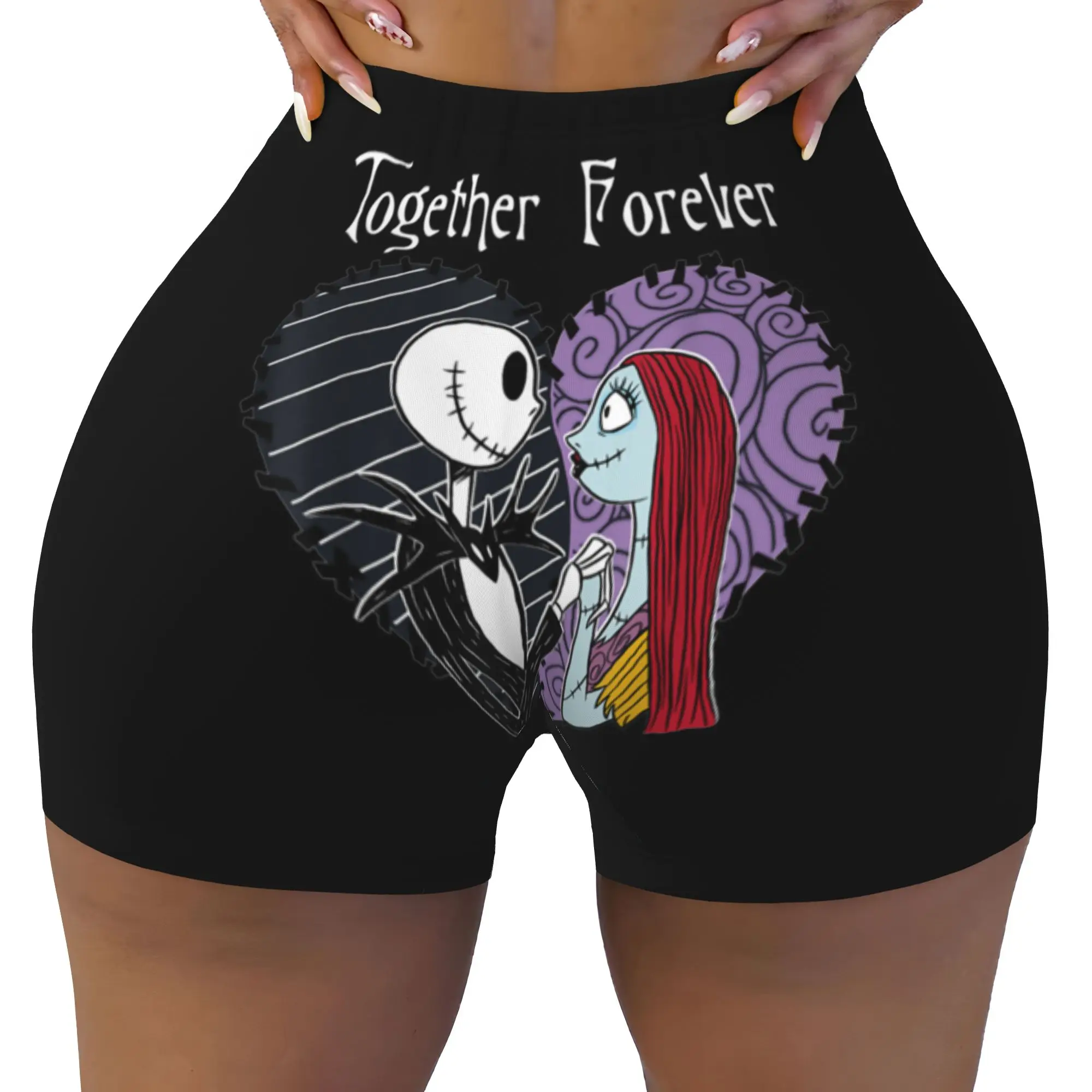 Custom Skellingtones Skull Biker Running Gym Shorts for Women Halloween Athletic Workout Yoga Shorts