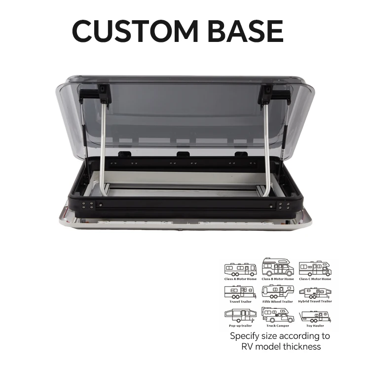 Ventilazione netta per insetti Lucernario per camper Parasole Copertura acrilica a doppio strato Sfiato per tetto per camper con telaio in lega di alluminio di alta qualità