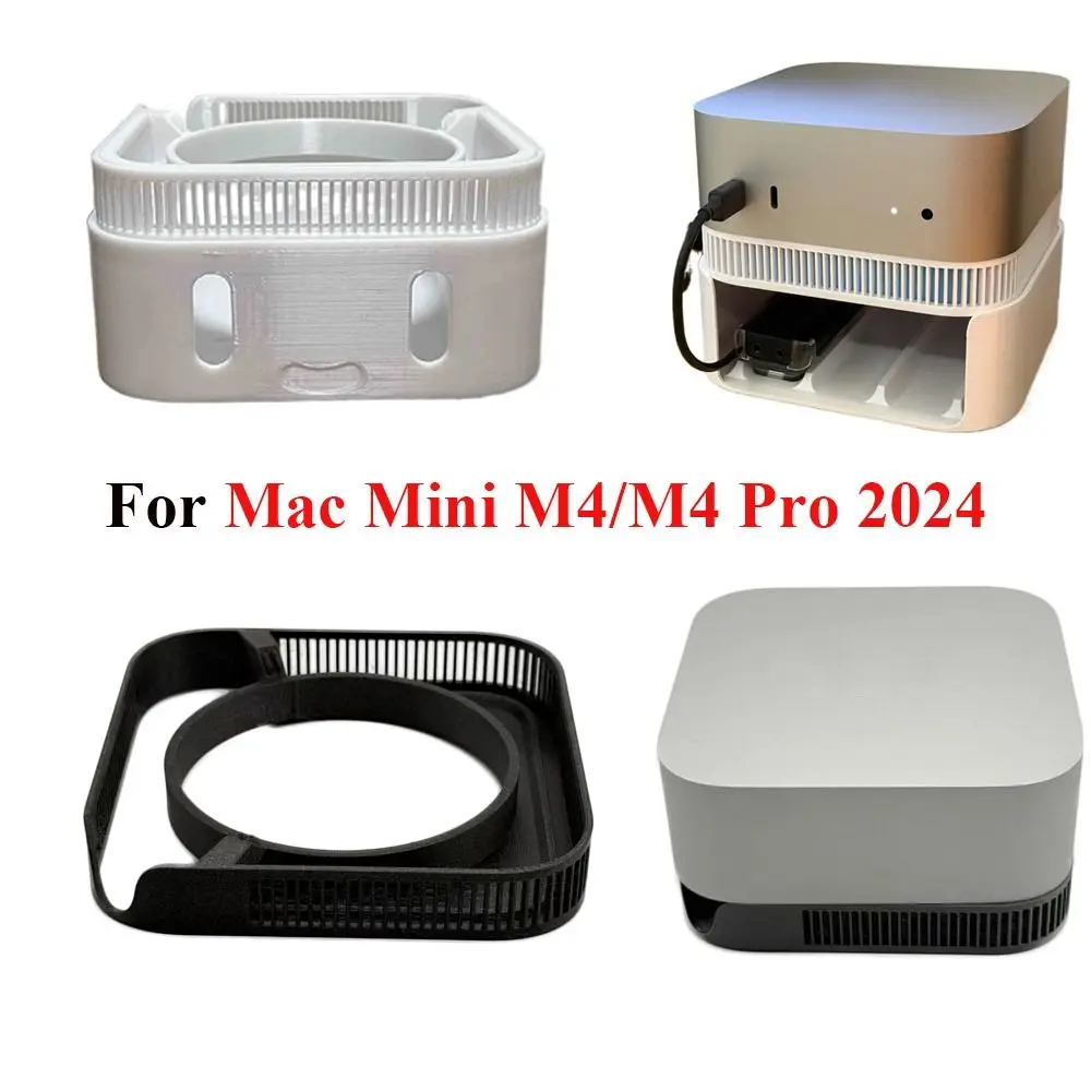 3D Printed Host Base Dustproof Heat Dissipation Bracket Cooling Mount Stand For Mac Mini M4/M4 Pro 2024