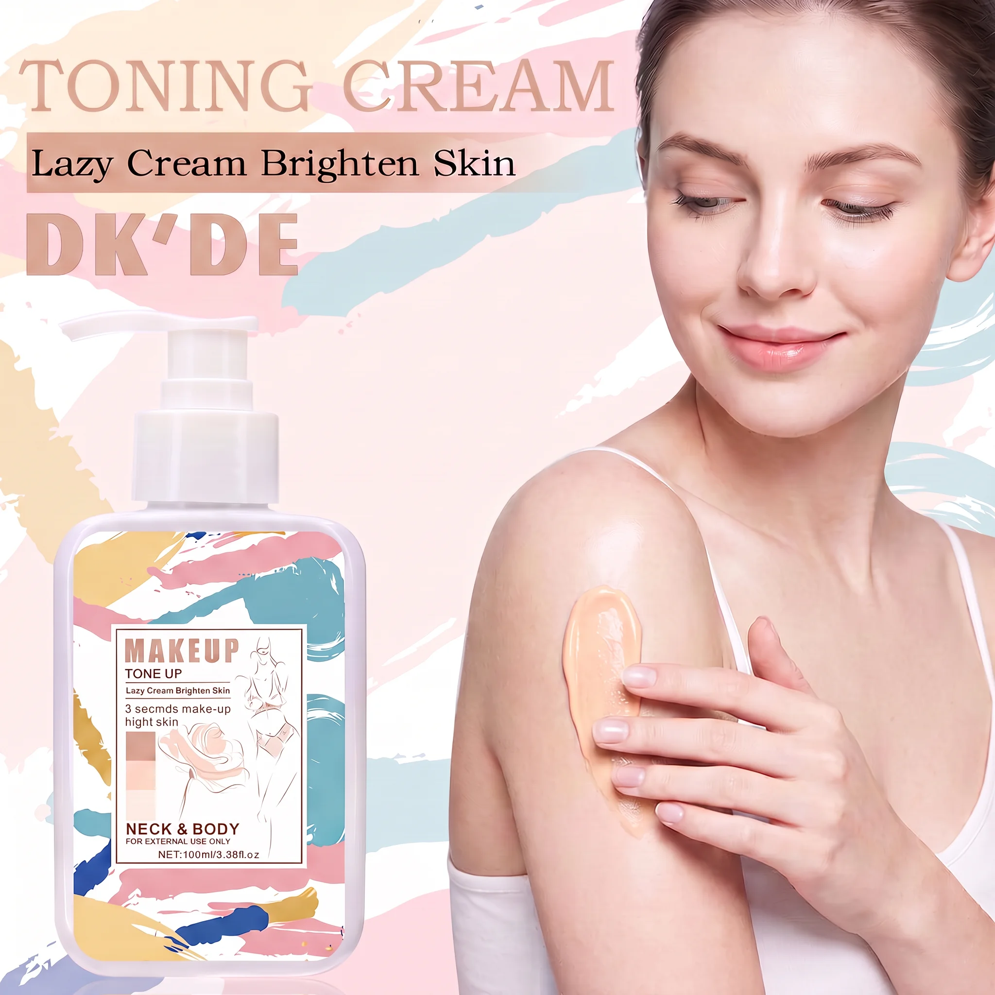 DKDE Lazy Tone Up Cream 3 Secs Makeup Brighten Skin Even Tone Moisturizing Lightweight Natural Glow Unisex Multi-purpose 100ml