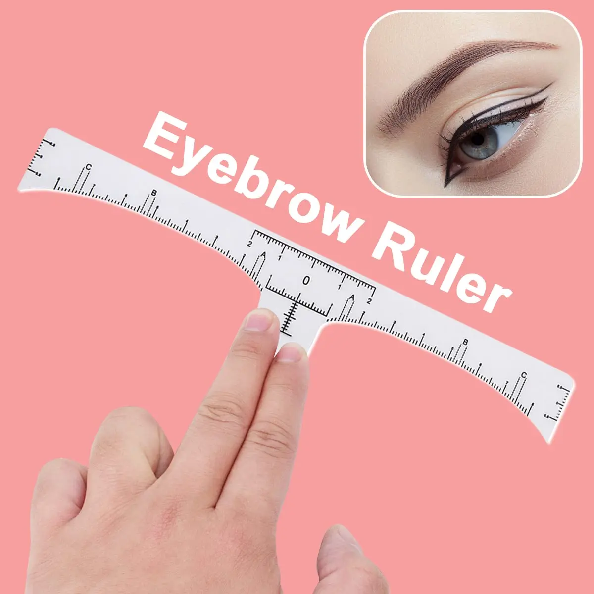 10er-Pack Augenbrauen-Lineal, KINGMAS Einweg-Augenbrauen-Lineal Microblading Selbstklebende Augenbrauen-Schablone Messwerkzeug – Detail 2