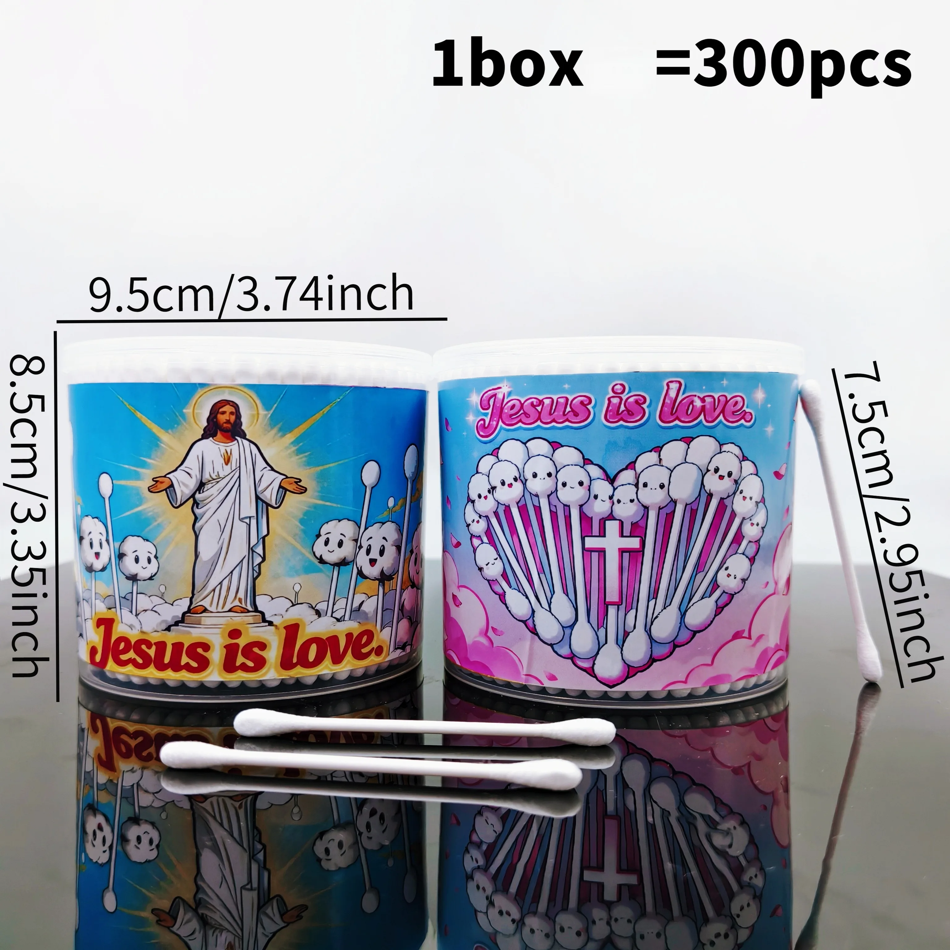 600 pz/1200 pz I Love Jesus Tamponi di Cotone Creativi Tema Religioso Tamponi di Cotone A Doppia Testa Praticare Gesù Tamponi Regalo