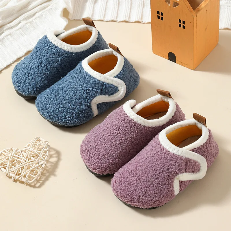 Kinder Jungen Baumwolle Hausschuhe Baby Mädchen Schuhe Non-slip Weiche Sohlen Herbst Winter Kinder Schuhe Dicken Sohlen Frühen Bildung socken