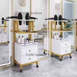 Luxo Multi-Layer Storage Rack com rodas, Light Trolleys, salão de beleza, Hair Salon Tool Trolley, mobiliário criativo do salão, salões