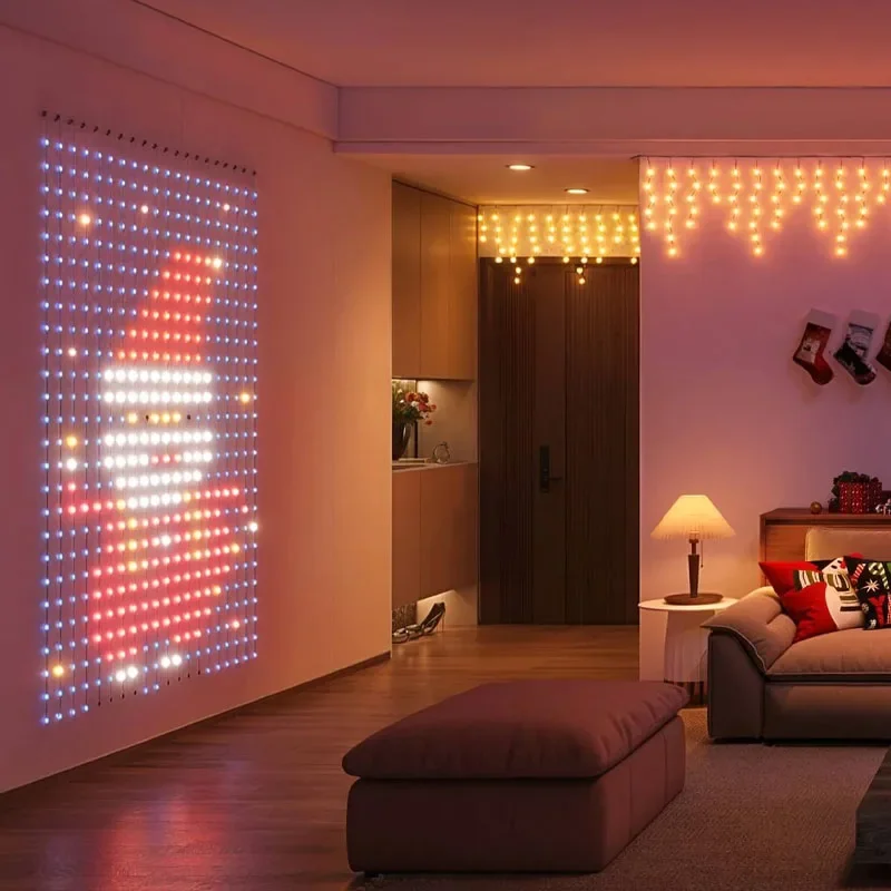 400-1600 LED Smart Curtain Lights RGB LED String Lights with App Remote Controls DIY Color Pattern Music Sync for Bedroom Decor