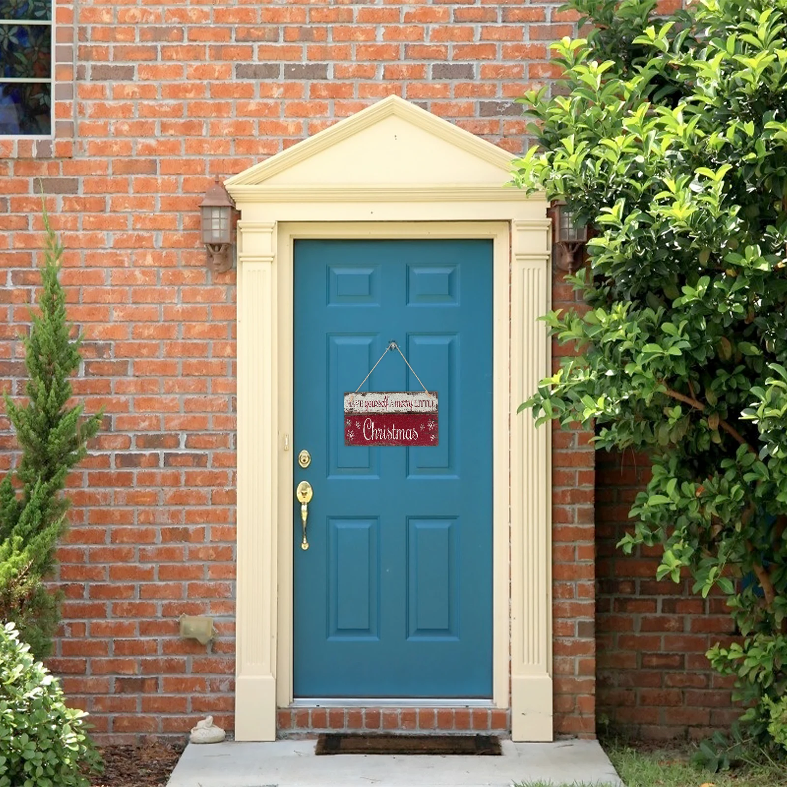 

Christmas Door Sign Wooden Pendant Red Decorative Xmas Plaque Home Festival Hanging Sign for Party Shop Garden Cafe Decor