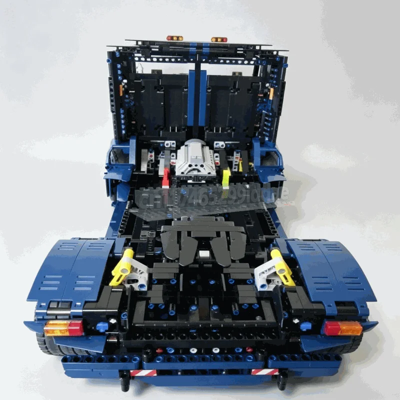 2668PCS Dark Blue Racing Truck Building Blocks Technical Vehicle Model DIY Assembly With Steering Engine Detail Festival Gifts