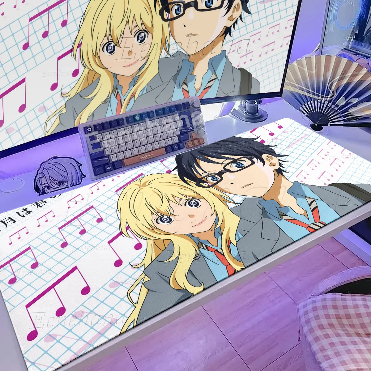 XXL Anime Your Lie in A-Apriles Mousepad Rubber Lock-Edge Non-Slip Tablemat Gamers Computer Keyboard Deskmat Office Accessories