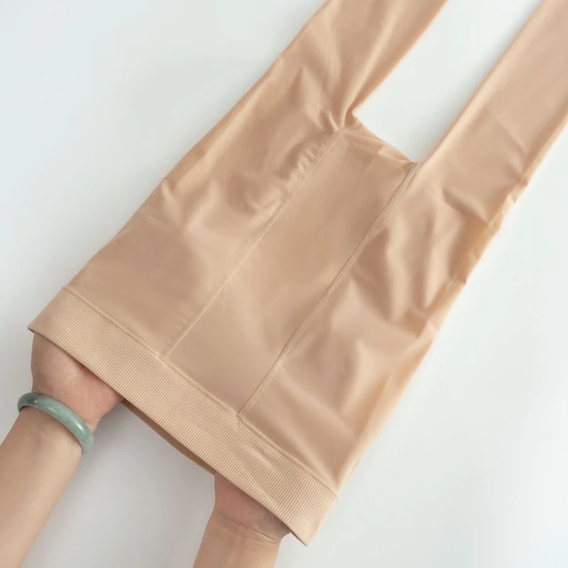 Spring Autumn Thin Wire Stockings Flesh Color plus Size Pantyhose Women's Skin Color Leggings Nine Points Base Pants Socks