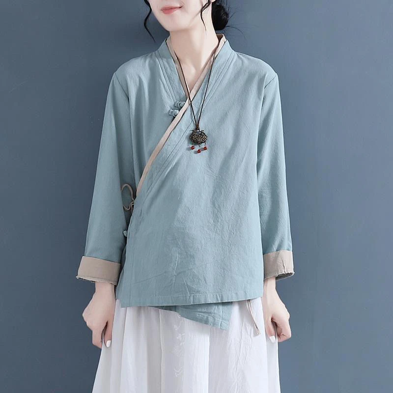 4XL Cotton Linen Shirt Women's Spring Ethnic Harajuku Tang Suit Top Vintage Embroidery Loose Chinese Style Tradition Blouse NEW