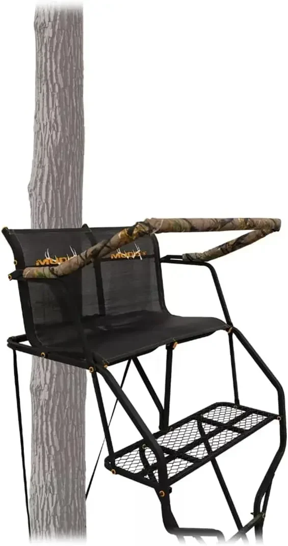 New Hunting Ladderstand, 2 Person Climbing Tree Stand with Flex-Tek Seat and Padded Adjustable Shooting Rail