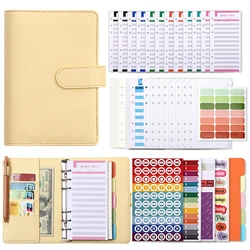 Classeur A6, 6- Anneaux budgetplanner, PU Cuir Classeur Budget met Bouton Pressession, Mini Classeur Pour A6 Enveloppe Budget.