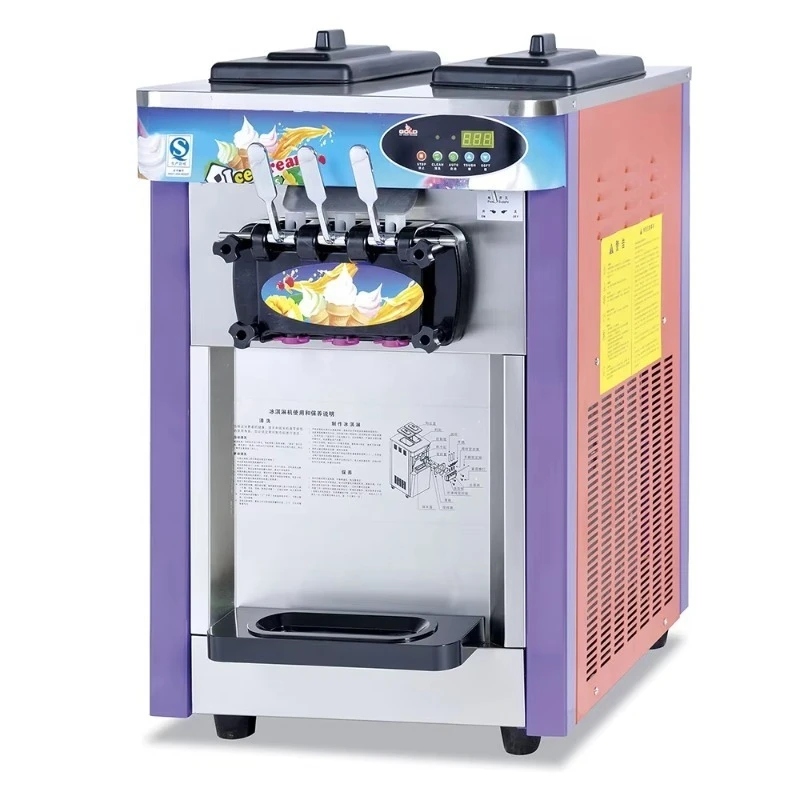 

Stainless Steel Ice Cream Maker Machine Table Top 3 Flavor Commercial Soft Vending Ice Cream Making Machine