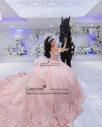 Pink Ball Gown Quincenara Dreses Sparkly Beading Sequin Appliques Sweet 16 Dress Princess Customized Vestidos De 15 XV Años