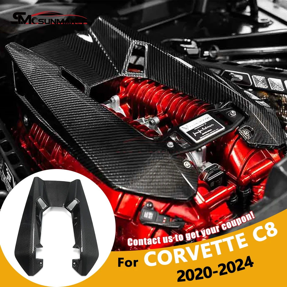 

For Chevrolet Corvette C8 Z06 Coupe 2023 2024 Real Carbon Fiber Front Engine Bay Hood Engine Cover Trim