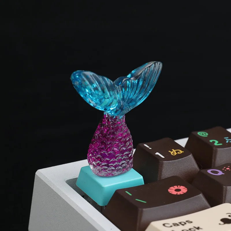 Creative mermaid tail keycaps Personalized peripherals Handmade three-dimensional mechanical keycaps Cute resin keycaps