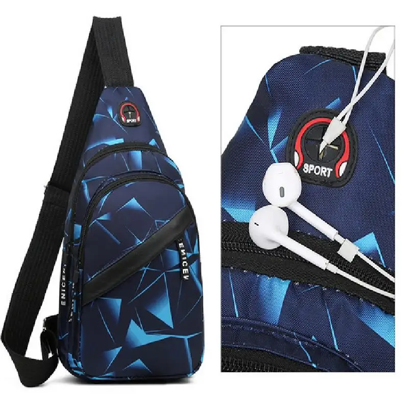 Men\'s New Fashion Geometric Printing Messenger Bag Light Outdoor Sports and Leisure Couple Backpack Travel Shoulder Bag