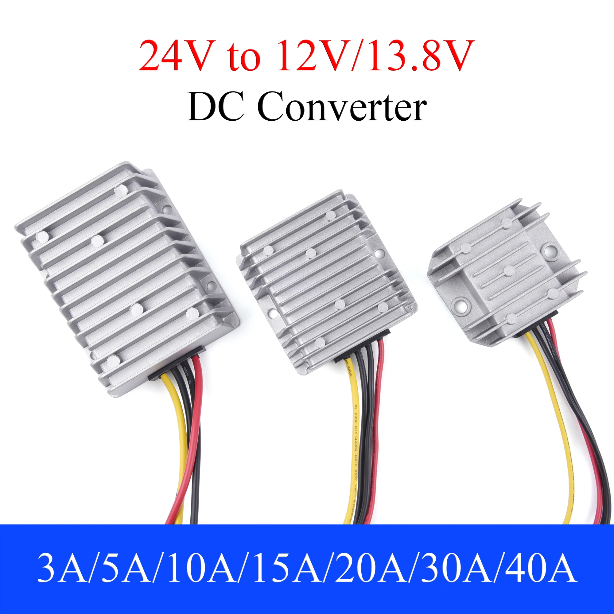 24V to 12V/13.8V DC Power Converter 3A 5A 10A 15A 20A 30A 40A Buck Regulator Step Down Voltage Supply Module For Car