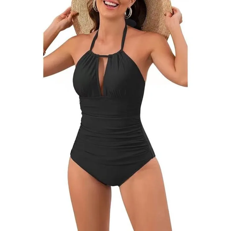 2024 Black White Swimsuit One Piece Slim Vintage Swimwear Women Sexy Bathers Bathing Swimming Swim Suit Female Beachwear XXL