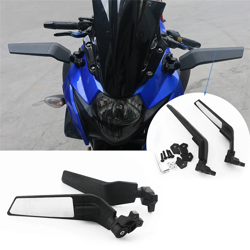 Motorbikes Accessories for Kawasaki Yamaha Honda Ducati Universal Wind Deflector Mirrors Spoiler Blue Glass