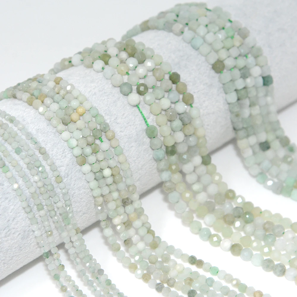 Natural Burma Jade Faceted Round / Cube Beads 2mm,3mm,4mm,4x4mm,Fine Jewelry Making Natural Gemstones DIY Necklace