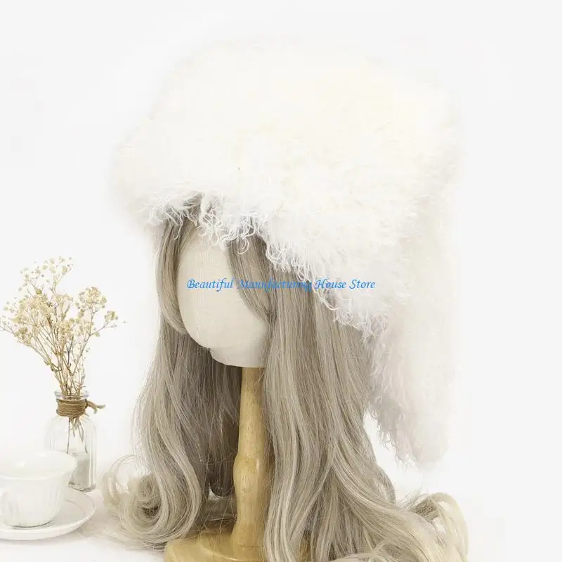 

E56A Warm Fleece Lined Stretchable Knit Cap Windproof Ear Comfort Design Unisex Thermals Outdoor Caps