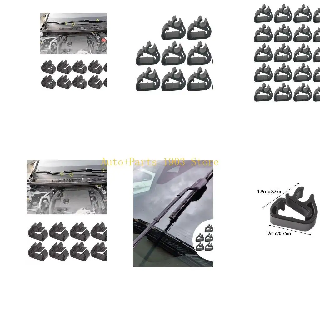 

E21C 20pcs Automotive Wiper Hose Retaining Clips Clamps Plastic Easy Mounting Design