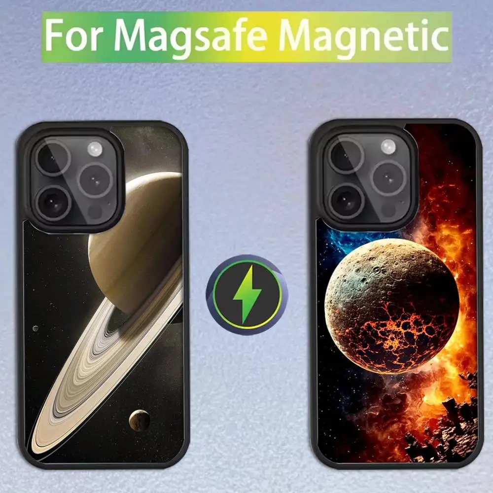 

Чехол для телефона Saturn с солнечной системой для iPhone 17,16,15,14,13,12,11, Pro, Max, Plus, Mini, SE Magsafe с магнитной беспроводной зарядкой