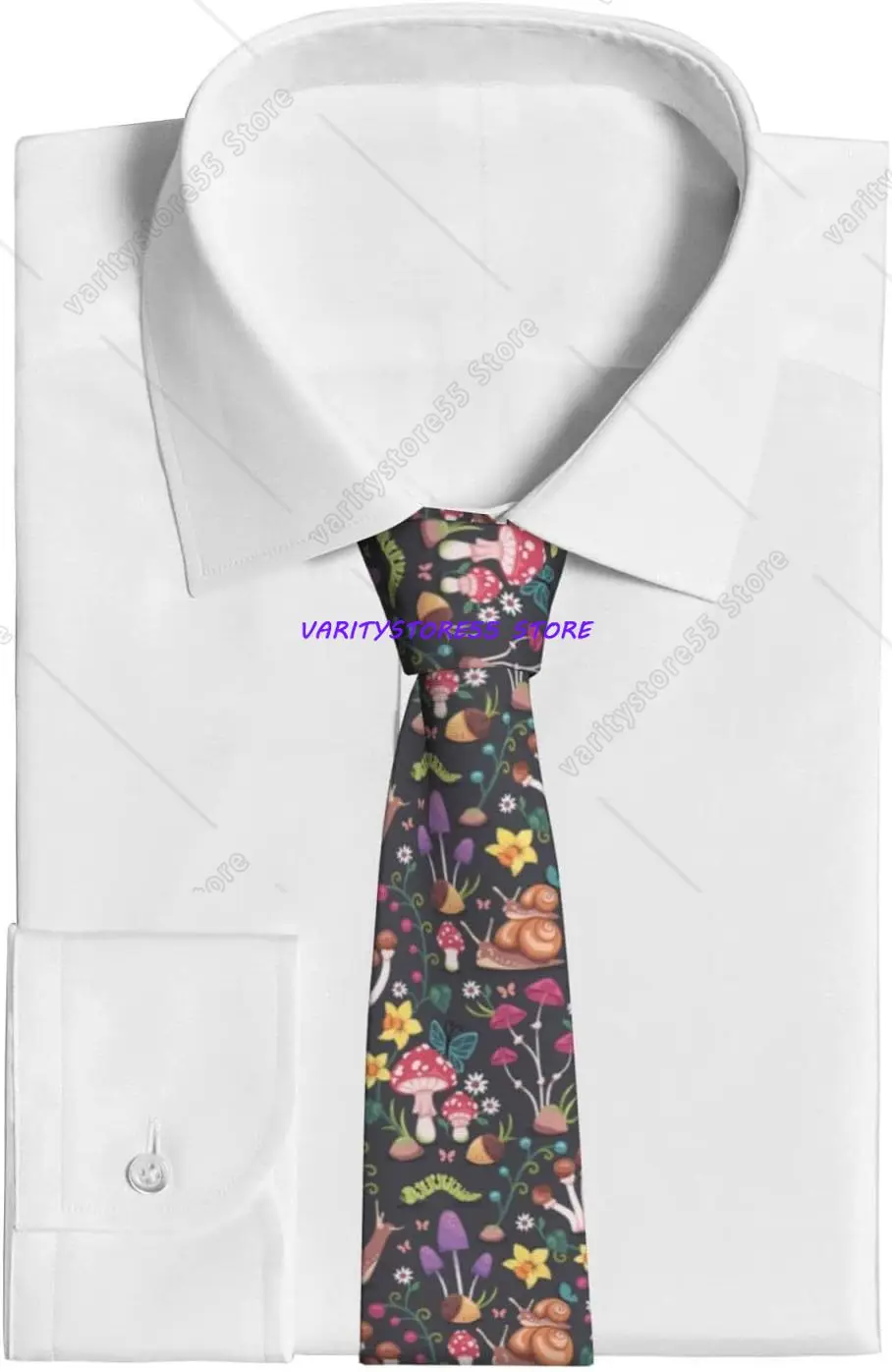 Mushrooms Snails Mens Neck Ties Necktie for Wedding Business Christmas Father's Valentine's Day Gift