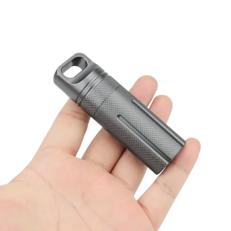 Gray Aluminum Alloy Waterproof Canister Medicine U Disk Seal Bottle EDC Outdoor Pill Bottle