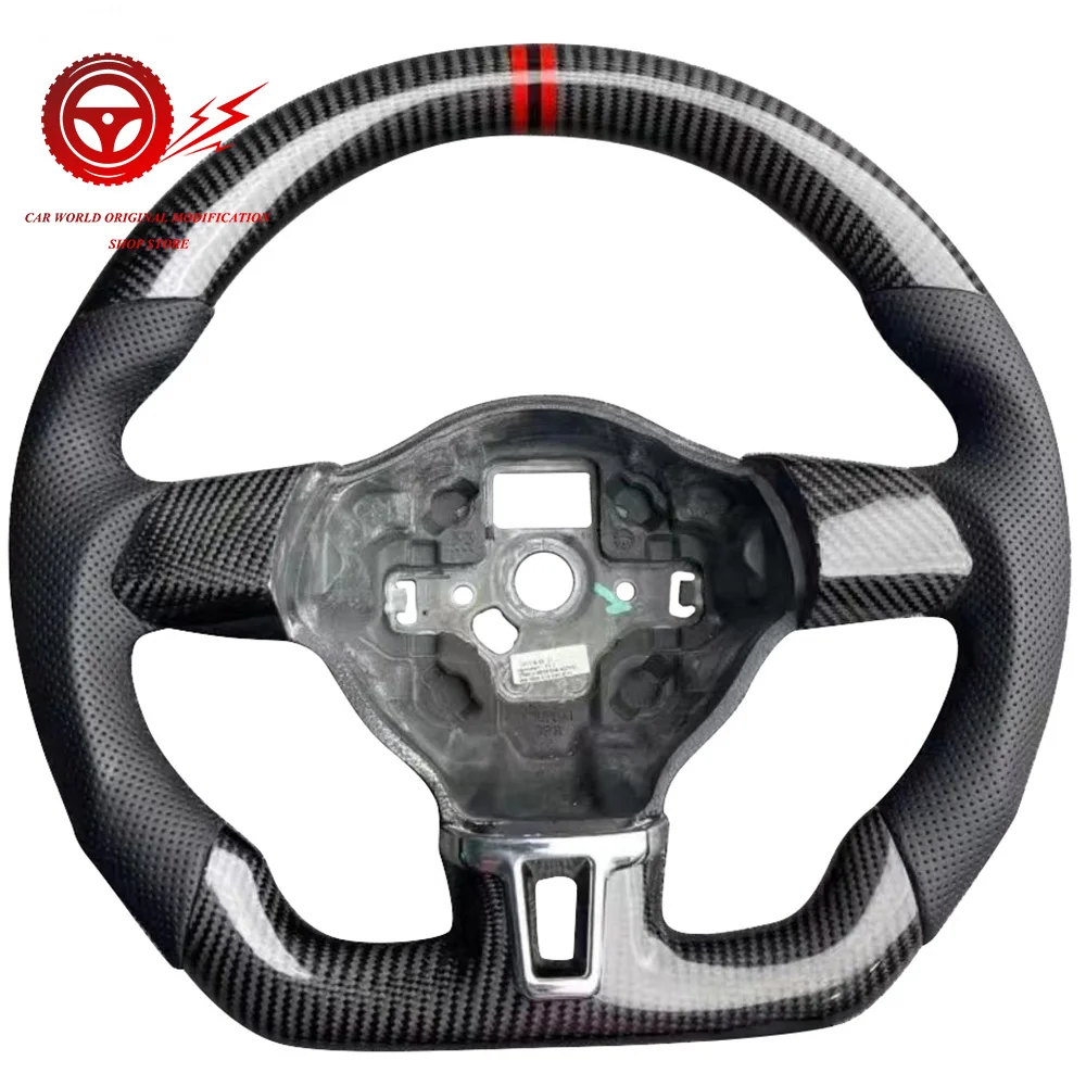 Carbon Fiber Steering Wheel Perforated Leather For VW Golf 6 MK6 2009-2013 Polo GTI Passat R-Line