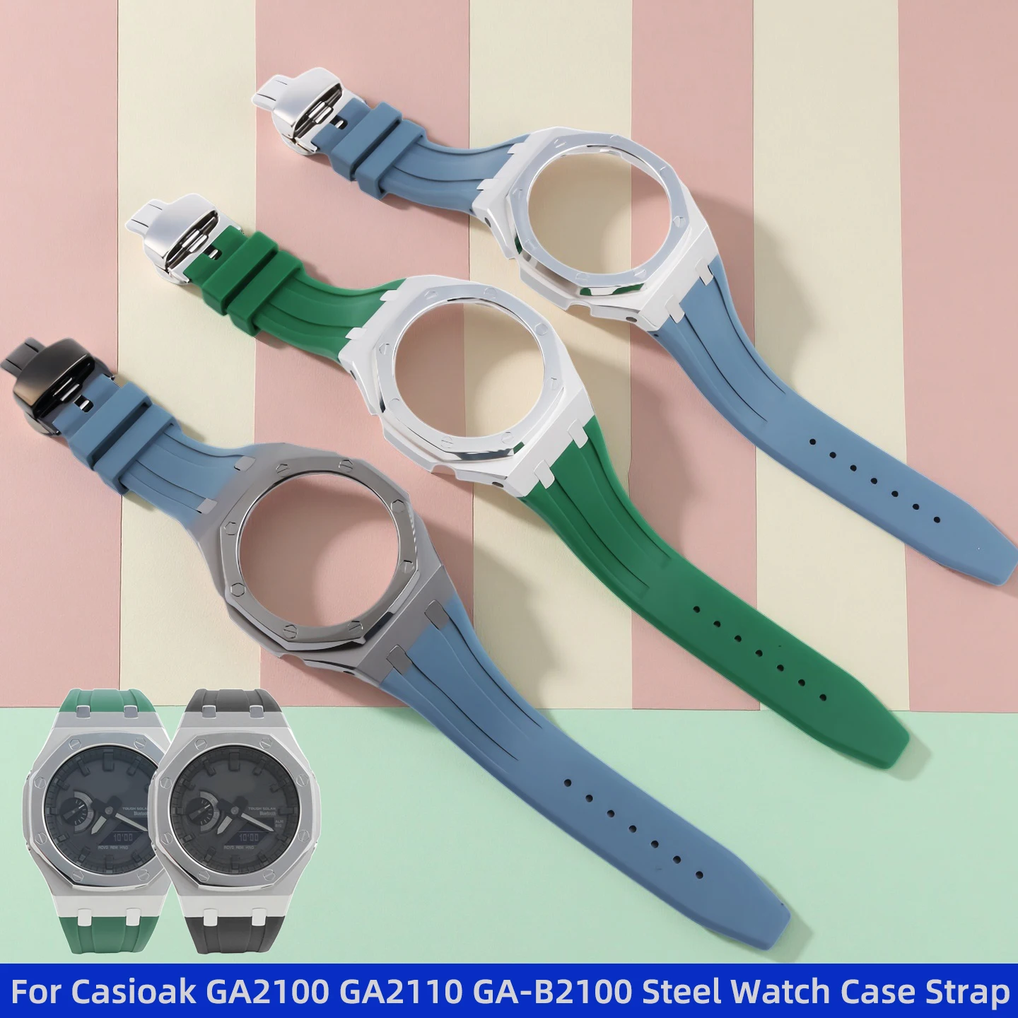 

Модифицированный комплект GA2100 для Casio CasiOak GA-2100, GA2110, GA-B2100: силиконовый ремешок и корпус из нержавеющей стали для мужчин, мягкий и удобный.