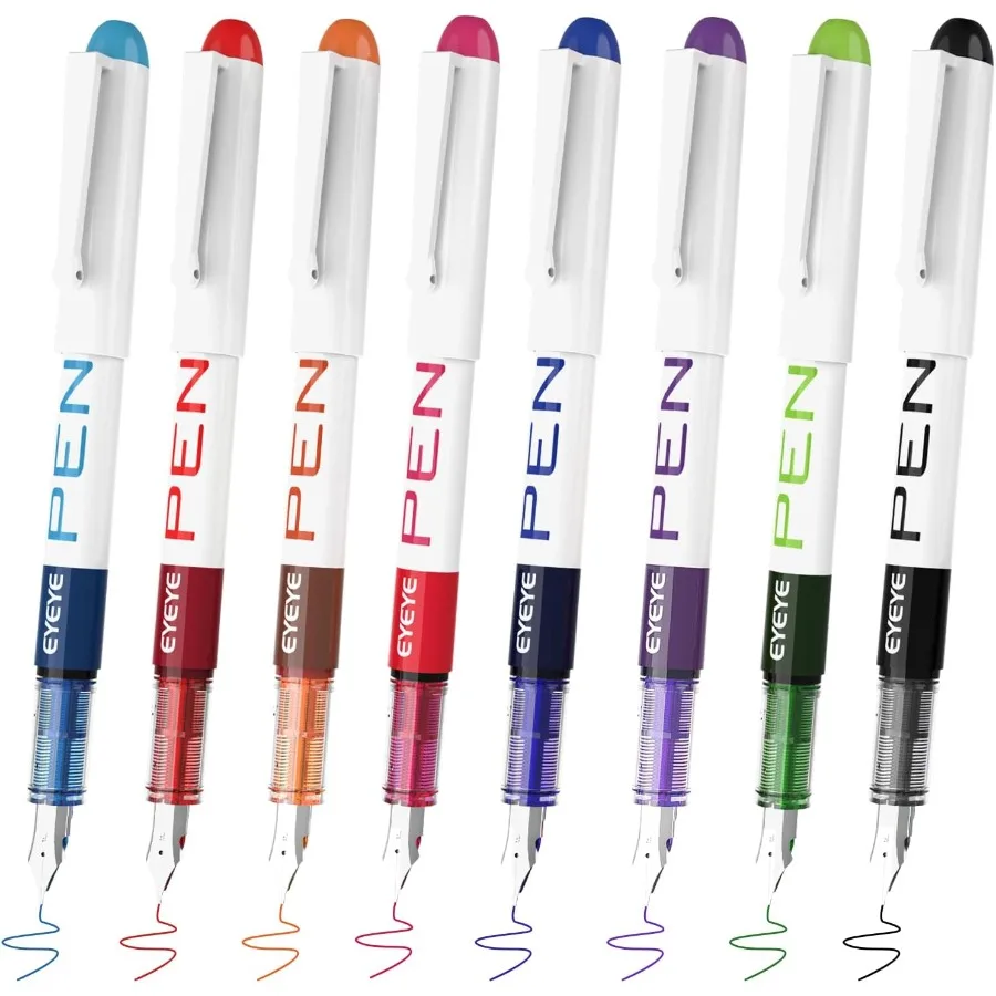 

Перьевые ручки для письма, 8 упаковок, разные цветные одноразовые перьевые ручки с тонкими точками, наконечник из нержавеющей стали, гладкое письмо для путешествий