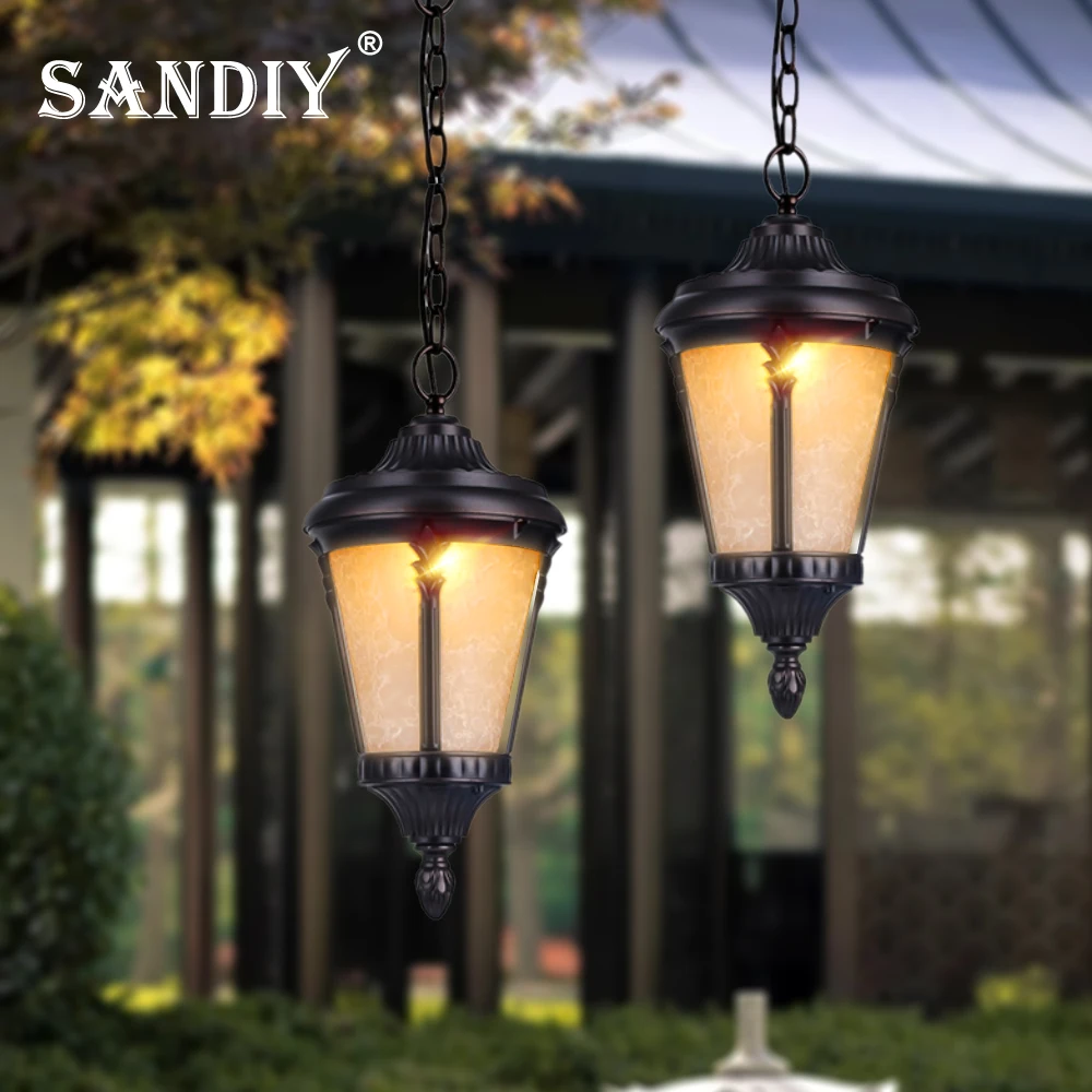 Outdoor Standing Porch Light Retro Wall Lamps Vintage Chandelier Led Lighting for House Gate Patio Aisle Exterior Sconce E27/E26