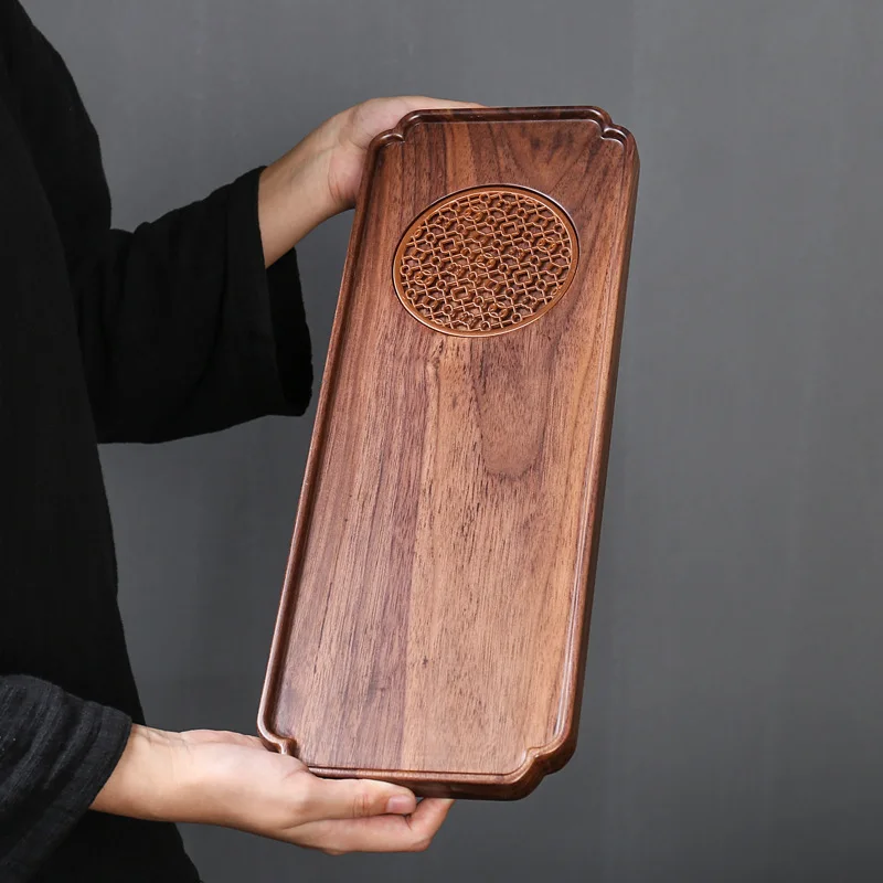 

Black Walnut Tea Tray Dry Bubble Tray Original Solid Wood Chinese Small Japanese Simple Rectangular Saucer Tray