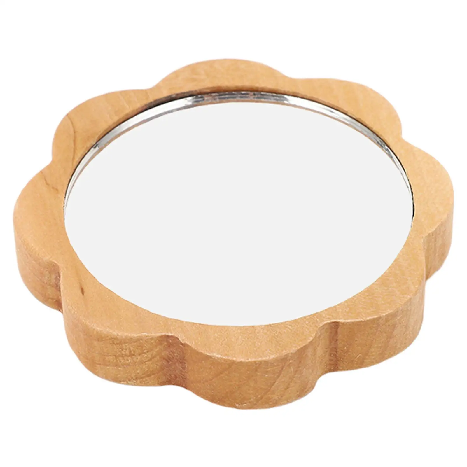Portable Round Wooden Framed Handheld Makeup Mirror Small Fashionable Cosmetic Mirror for daily Use Perfect Gift for Girls