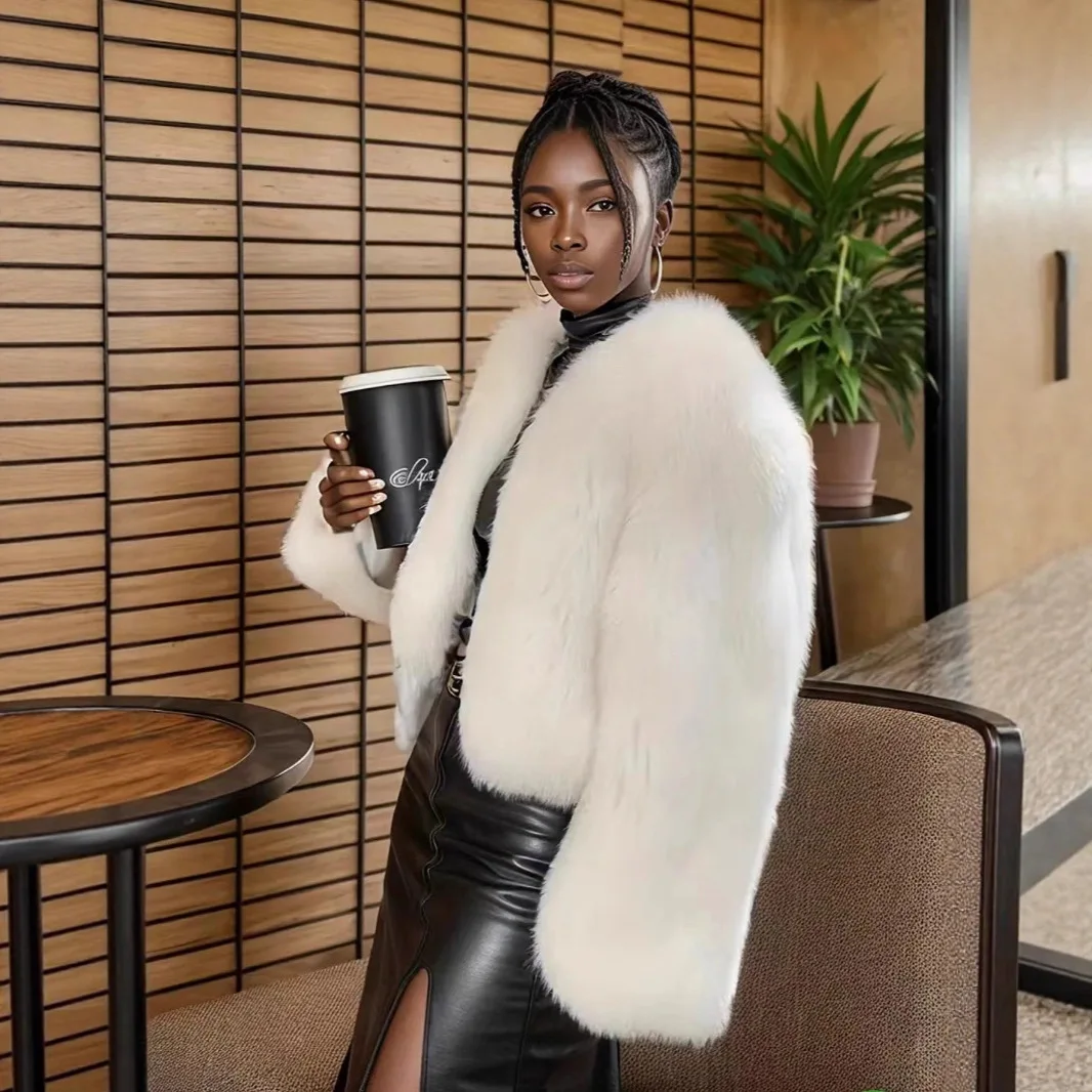 Meilleure vente femmes hiver manteau de fourrure écologique col rond point ouvert veste de fourrure artificielle pour femme minimaliste décontracté dame manteau de fourrure