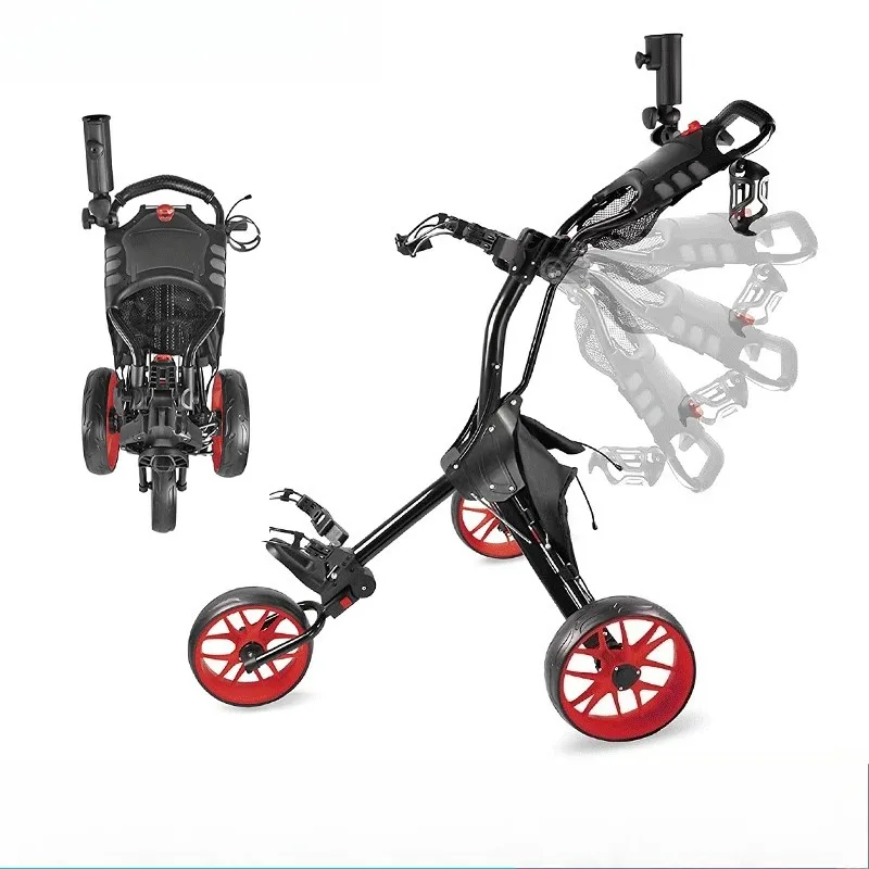 Golf trolley, aluminum alloy ball trolley, foldable trolley three-wheel trolley with umbrella frame scoreboard