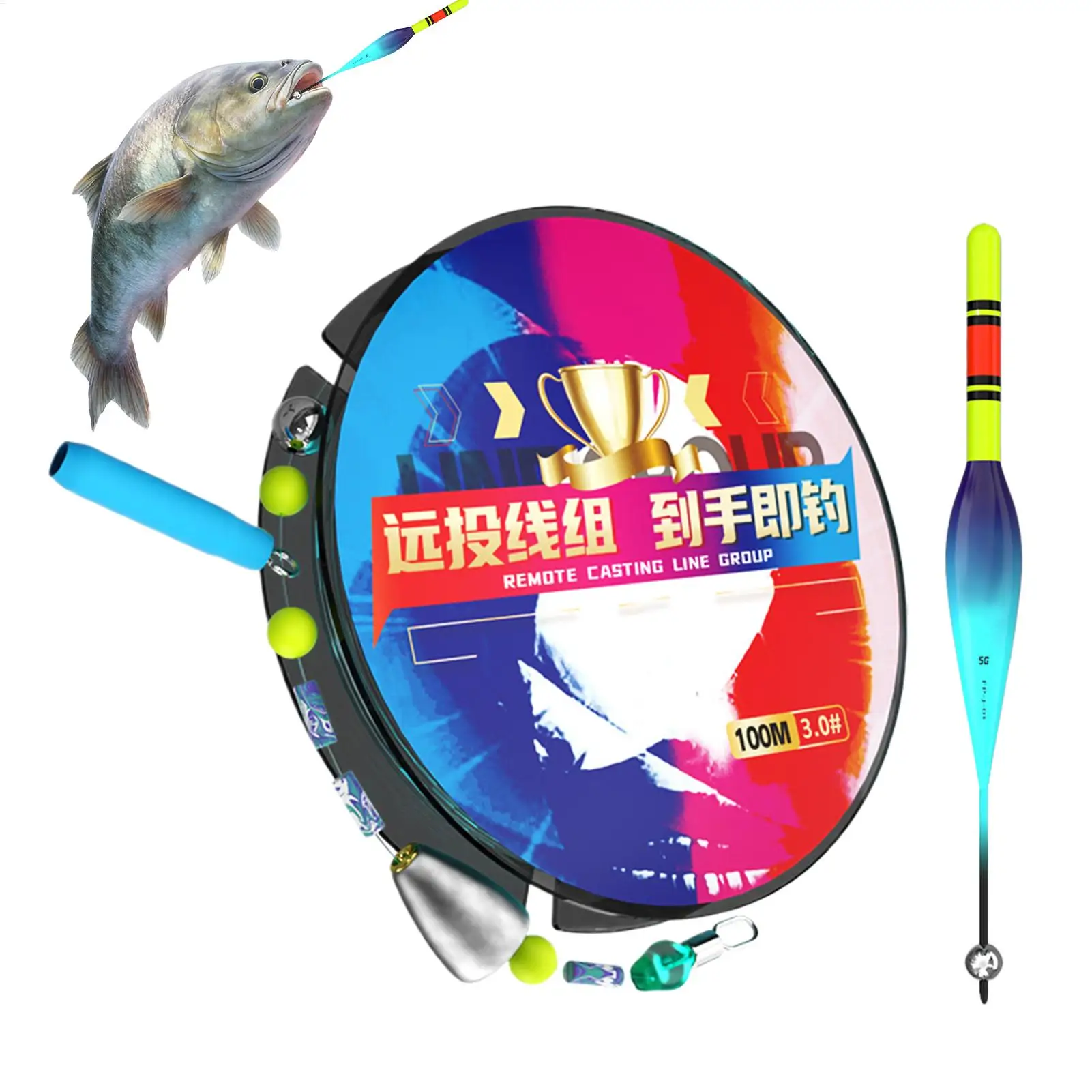 Fishing Bobbers Automatic Line Rig Kit 100M High Sensitivity Bite Flash Float Day Night For Saltwater Kayak Boat Fishing