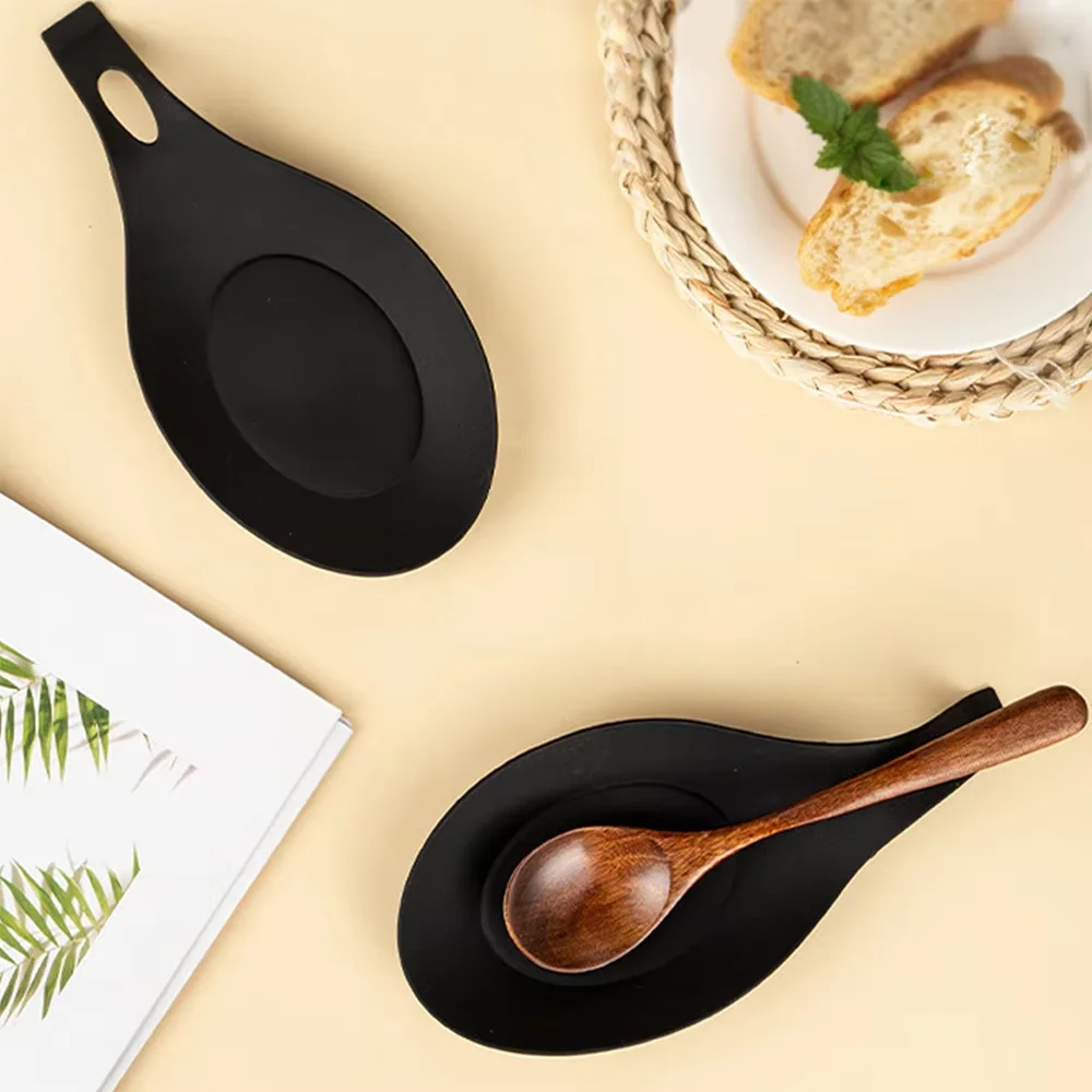 Colher de silicone resto espátula titular resistente ao calor utensílio placemat bandeja ferramentas cozinha