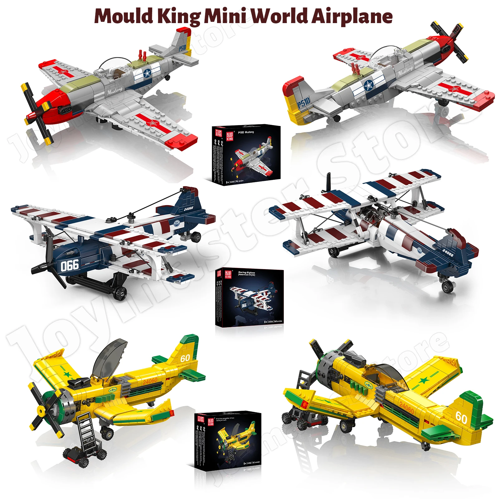 

Mold King 24060 24066 24068, модель самолета, строительные блоки P-5ID, Mustang, приводной пропеллер, гоночный самолет, детская игрушка в подарок