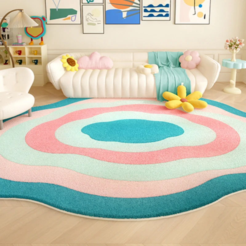 Dopamine Color Carpets for Living Room Irregular Shapes Bedroom Decor Plush Carpet Washable Bedside Floor Mat Cloakroom Soft Rug