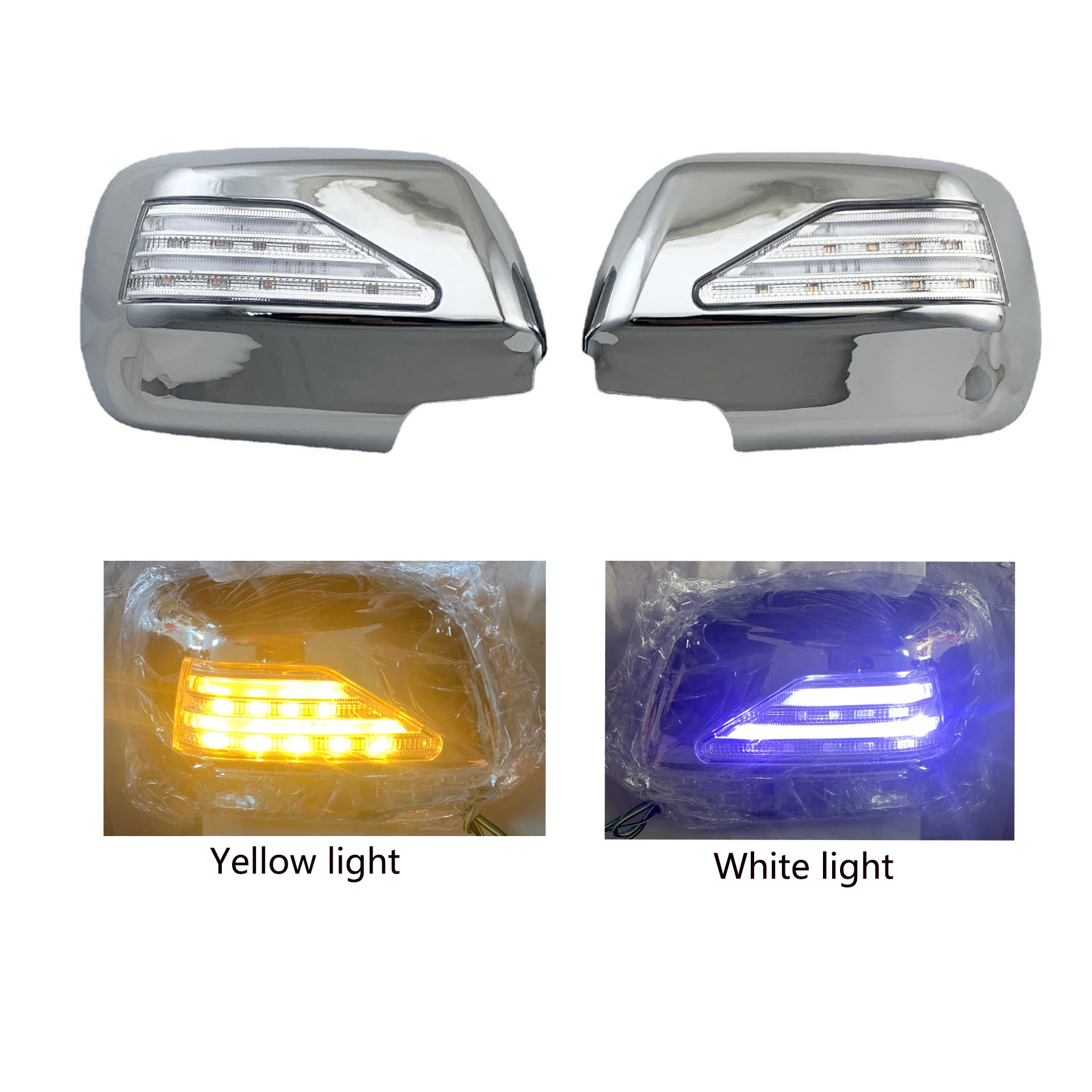 Novel Style Streamer light Car Chrome Accessories Trim Side Mirror Covers With LED For Toyota Kluger Highlander 1998 2000 2003