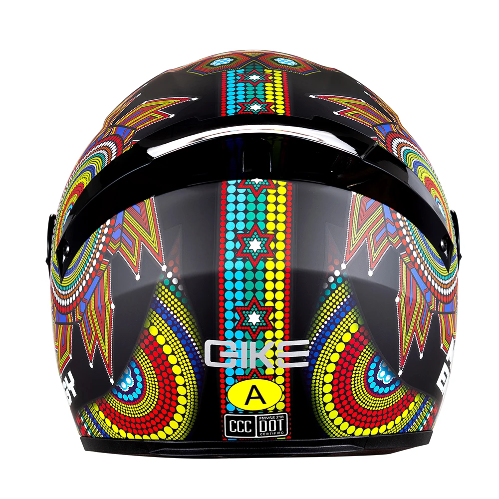 خوذة دراجة نارية للجنسين معتمدة من DOT مع نمط الطوطم خوذة لكامل الوجه للفصول الأربعة مع جناح ذيل كبير لراكبي الدراجات النارية #2