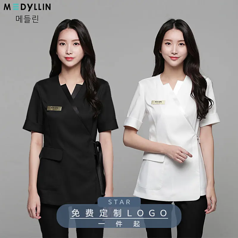 High-end beauty salon work clothes short sleeve spa health club female beautician skin management professional dress summer